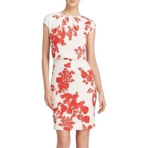 NWT Tory Burch Lydie Red & Ivory Floral Dress in Red Pepper Issy Bouquets - L